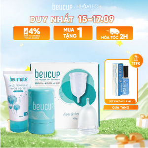 Cốc nguyệt san Silicone y tế Beu Cup - Băng vệ sinh kiểu mới cốc nguyệt san co giãn + Tặng cốc đựng tiệt trùng cốc nguyệt san