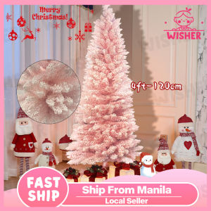 Christmas Tree Pink Pointed Snow Slim Artificial Christmas Tree 4ft/5ft/6ft/7ft With Decor New Year Indoor Outdoor Decoration Tree