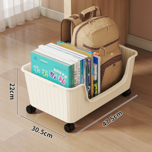 Mobile Book Bag Tray with Wheels Students Under Desk Storage Box Large Capacity Snack Toys File Rolling Box