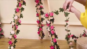 42 Heads Rose 2.5M Artificial Rose Flowers Rattan Hanging Vine String for Wedding Home Room Garden Wall Decor