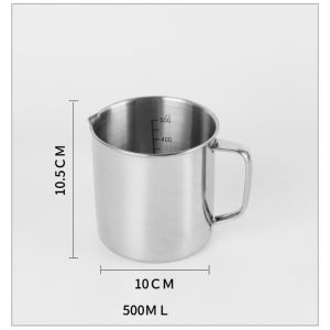 ZEIIE Stainless Steel Laboratory Beaker 1000ml 500ml Espresso Mugs Graduated Measuring Cups Baking