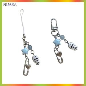 RUASA Mùa hè cá nhỏ Sao quyến rũ Keychain điện thoại dây móc khóa túi Mặt dây chuyền phụ kiện thẩm mỹ Y2K đồ trang sức