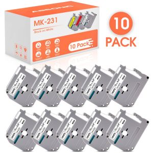 BYZ TAPEMk 231 12mm 10 Pack Label Compatible For Brother Mk-231 Mk231 Black On White P-Touch Printer Pt-80
