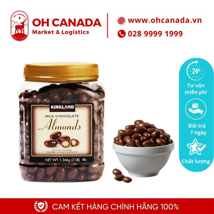 Socola hạnh nhân Kirkland Signature Almonds, Milk Chocolate, 1.36kg