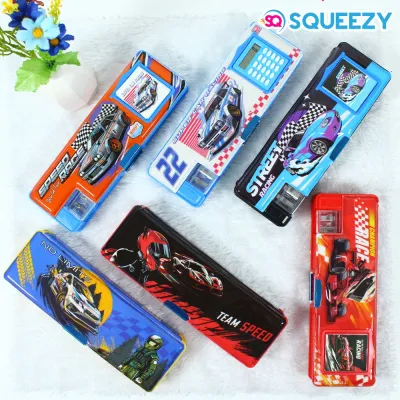 Tempat Pensil Mobil / Cars Magnet Karakter + Kalkulator / Kotak Pensil Free Buble