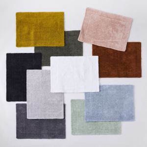 Bath Mat Hotel Floor Towel Bathroom Carpet 100% Pure Cotton Bath Mat Soft 50cm*80cm 300gms(🔵Blue 🖤Grey 🟤Dark Brown ⚪White)