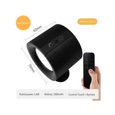 【Wireless】 Led Double Wall Sconces Touch Control Remote 360 Rotatable 3 Color Modes Wall USB Recharge Wireless Night