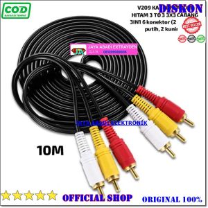 V209 KABEL RCA 10M HITAM 3 TO 3 3X3 CABANG 3IN1 10 M METER CABEL CABLE AUDIO VIDEO GAMBAR SUARA SOUN