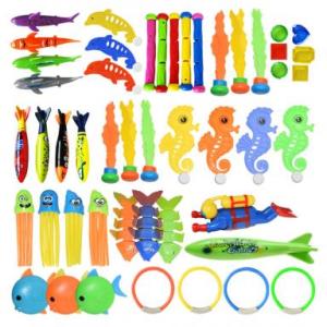 Eachbid Kids Diving Game Toys Set Throwing Toy Swimming Pool Circle Underwater Summer Gift Swimming Diving Training Toys Kit