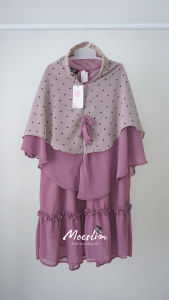 Set Gamis Anak Naura Premium motof Polka bahan Ceruty mix furing