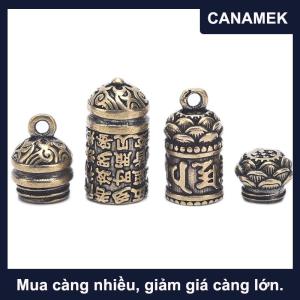 【CANAMEK】 Móc Khóa Mặt dây chuyền hình trụ kinh phật bằng đồng thau rỗng hộp đựng thuốc trang sức vòng cổ