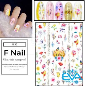 Sticker Dán Móng Tay 3D Dạng Decal Dán Móng Chống Nước F Nails Series Hoạ Tiết Bông Hoa Nhiều Mẫu F535-F540