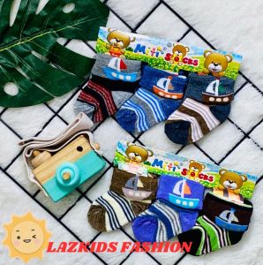 Kaos Kaki Bayi 3 in 1 (3 Pasang) Anti selip USIA 0-1 TAHUN / Bukan motif Boneka / Bisa COD .