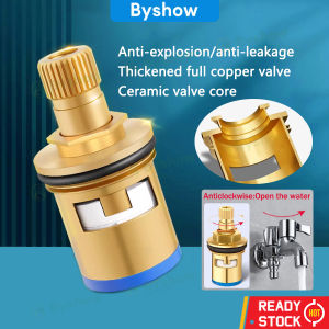 Byshow Brass Replacement Faucet Valve Core Double Sink Basin Kitchen Wall Tap Headwork Cartridge Spindle Copper Ceramic Brass Water Tap Catridge Easy installation Bathroom Kitchen Accessories Alat Ganti Paip Sinki
