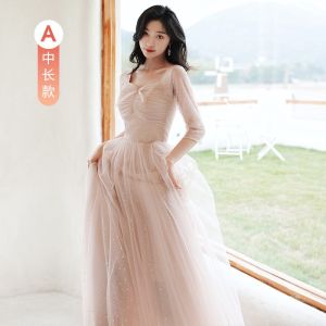 Plus Size Tulle Bridesmaid Gowns Long Formal Dresses for Wedding 2022 New Arrival Simple Sister Bridesmaid Robe Elegant Prom Dresses㏇X0407