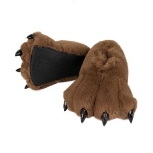 Furry Bear Paw SlippersPlush Animal Feet Paw Slipper Non-Slip House Shoes for Christmas Halloween Women Men Adults