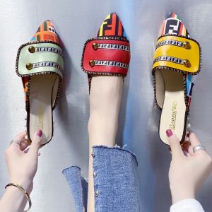 CXL Brand Fashion Beautiful Slippers INS Style Colorful Flat Mules Sandals For Women (Size 35-40)