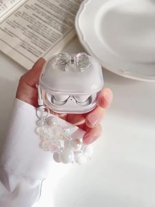 MI01T3B Redmi Buds 6 Play case / 6 lite / 6 active / 7s / 6 / 5 Ins Butterfly Transparent Luxury  with flower chain Silicone Case for Redmi