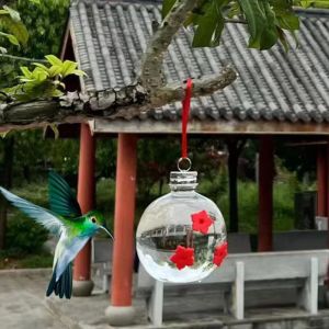 OUTOPEN Transparent Hummingbird Feeder Visible Three Hole Birds Water Dispenser Easy Installation Rainproof Bird Hanging Water Feeder Outdoor Garden