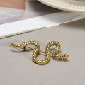 【X.Z.MOONLIGH】2024 Trend Unusual Metal Golden Silvey Brown Snake Shaped Hairpin Women Hair Clip Party Hair Decoration. 