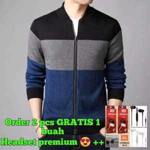 Jaket Bomber Rajut Pria / Sweater Rajut Bomber / Jaket Rajut Bomber Resleting