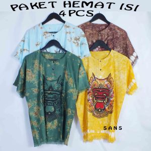 COMBO HEMAT - 4pcs baju bali pria dan wanita - baju barong bali terbaru - baju pantai - kaos bali premium