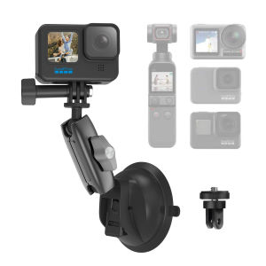 TELESIN Car Suction Cup Mount for GoPro 13 12 11 10 9 8 7 6 5 DJI Action 5 4 3 Insta360 X4 X3 Ace Pro Sucker Mount Folding Storage Holder Bracket for Car Boats Yacht Motorcycle
