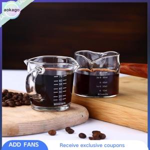 Aokago 70 75ml Espresso Double Spout Measuring Cup Heat-Resistant Handle Clear Scale Wine Milk Coffee Measure Jug