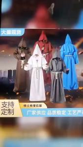 Halloween cosplay Áo choàng của tu sĩ thời trung cổ Trang phục tu sĩ pháp sư Áo choàng linh mục có mũ trùm đầu