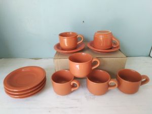 Cangkir Ceramic Kopitiam Set (6 Cangkir dengan 6 tatakan) / Tamani / Ceramic