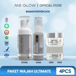 MS Glow Paket Ultimate - 4 Item - Paket Penghilang Flek Hitam Anti Aging dan Glowing Free Pouch MS Glow