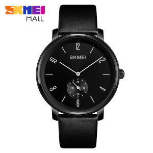 SKMEI 1398 Fashion Creative Small Dial Quartz Men Watch Simple Leather Strap Ultra-thin Wristwatch 3ATM Waterproof