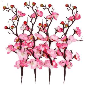 Artificial Flower Plum Blossom Branch Real Touch Artificial Cherry Blossom Flower No Stem for Table Wedding Bouquet Home Decor Cake Flowers Decorations