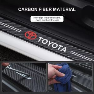 4PCS Carbon 3D Door Sill Plate Guard Pelindung Pijakan Injakan Kaki Pintu Mobil Set Utk Honda Toyota