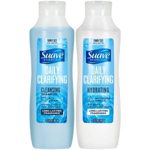 Suave Shampoo & Conditioner Set Clarifying & Hydrating – Build Up & Residue Removal Formulas for Beautiful Shiny Hair 22.5 Oz Ea (2 Piece Set)