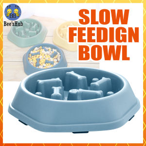 Pet Dog Cat Slow Eating Food Bowl Pet Dog Bowl Anti-Choking Slow Feeder Bowl Pet Bowl Puppy Kitten (Blue)