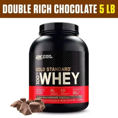 Optimum Nutrition Gold Whey Double Coklat - Protein Tinggi 5LB -Pemulihan Otot & Kekuatan Impor AS