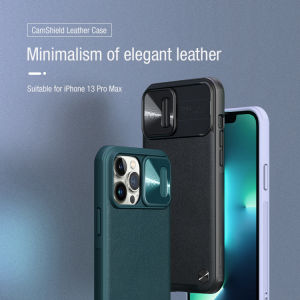 Apple iPhone 13 Pro Max / 13 Pro / 13 - Camshield Premium Leather Case Full Coverage Shock Resistant Casing Sierra Blue Black Army Green Camera Protection Anti Drop Fall Scratch PC TPU Corner Airbag Bumper Waterproof Fingerprint Slip Strips Side Bar Wirel