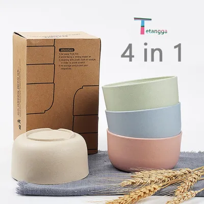 Tetangge Mangkok Wheat Straw/Mangkuk Makan Bowl Set 4pcs Warna Warni Baby Bowl Wheat Bowl /VS-9