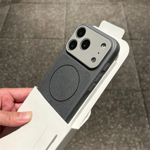 Luxury Heat Dissipation Mesh For Magsafe Magnetic Case For iPhone 17 Air 16 15 14 13 Pro Max Large Window Frosted Bumper Cover