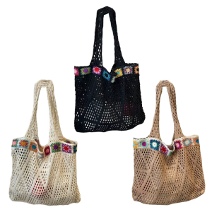 Bohemian Crochet Knit Shoulder Bag Large Beach Bags Vacation Handbag for Women Seeking Unique Style and Practicality