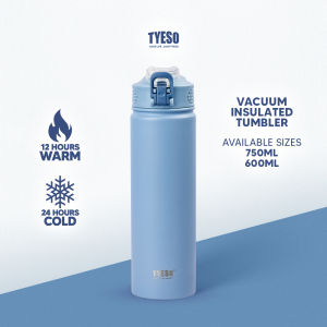 TYESO Original Sports Bottle 600-750ml Vacuum Insulated Tumbler Stainless for Hot & Cold w/ Straw & Handle SKY BLUE