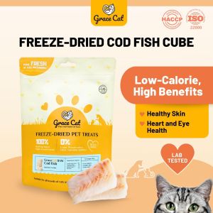 Grace Cat Freeze Dried CodFish Raw Pet Treat Raw Meat | Premium Kitten Senior Cat Food | Treats Snacks Supplement Healthy Pet Food | 宠物冻干零食猫狗 - 鳕鱼