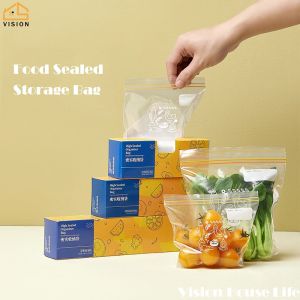 Vision Household Food Grade Sealed Bag Freezer Storage Bag Zipper Bag BPA Free Eco-friendly Fruit and Vegetable Fresh-keeping Bag Refrigerator Reusable Food Storage Bag