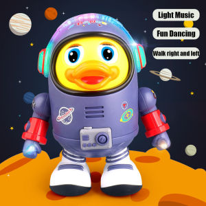 Electric Robots Dance Space Duck Dancing Walking Right&Left Rock with Light Music for Kids Baby Toddlers Toy Early Education Learning Gift