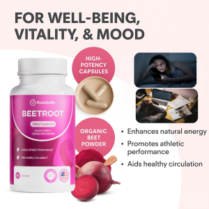 Beet Root Capsules Nitric Oxide Booster Natural Blood Pressure Support Energy Supplement with Beetroot Powder Blood Pressure Support Energy Supplement Heart Health