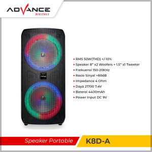 【READY STOCK】Advance K8D-A Speaker Meeting Bluetooth Salon Aktif 8 inch Gratis 2 Mic Karoke Batrei Besar RGB Light TWS function 2 Mikrofon Wireless Gratis Daya Tahan Baterai 3-5 Jam - Lazada