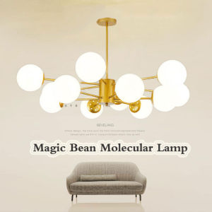 YHLAMP【Free Bulb】Chandelier Ceiling Light Modern Design For Living Room Magic Bean Molecular Lamp Unique Dining Lights Chandeliers Bedroom Restaurant Light Tricolor Color Pendant Light Home Decor Lighting