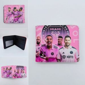 หนัง PU กระเป๋าสตางค์แบบสองพับธีมดาราฟุตบอลสั้น Dompet Koin ทีมฟุตบอลโรนัลโดเมสซี่