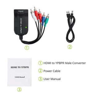 Scaler HDMI เป็น RGB Component 5 RCA YPbPr Video R/l 1080P Audio Converter Adapter  PC